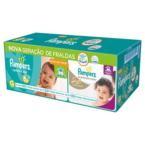 Kit Fralda Descartável Pampers Confort Sec G 60 Unidades 20 Fraldas