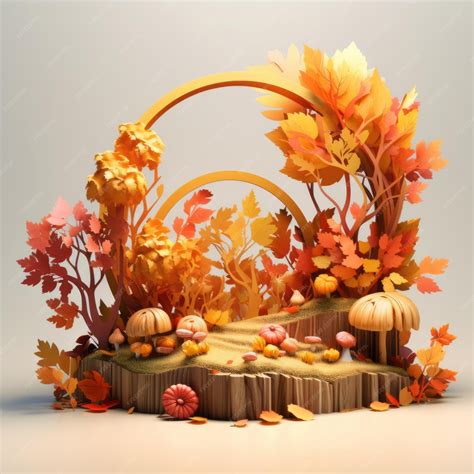 Premium AI Image | autumn scene with pumpkins and leaves