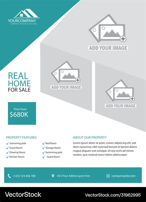 Real Estate Flyer Template Royalty Free Vector Image