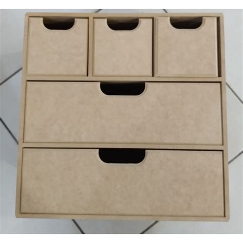 Gaveteiro Organizador Multiuso 5 Gavetas Mdf Cru Shopee Brasil