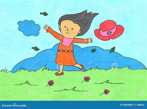 Happy And Windy Stock Illustration Illustration Of Free 28998067