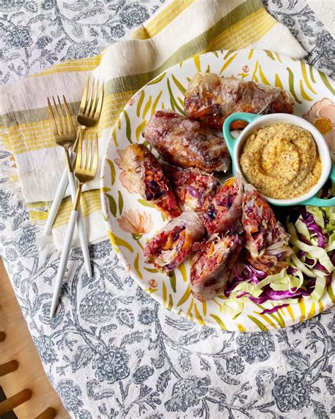 Air Fryer Corned Beef And Cabbage Spring Rolls Domestikatedlife