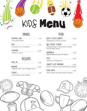 Pin on Kids Menus