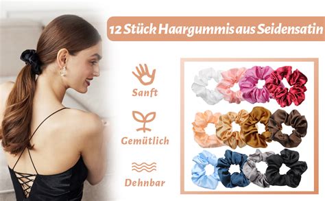 Seidensatin Haargummis Rayyl 12 Stück Satin Seiden Haargummis für