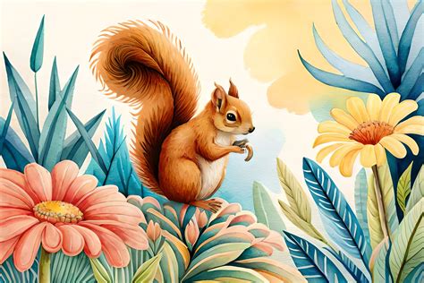 Watercolor Squirrel Graphic by 1xMerch · Creative Fabrica