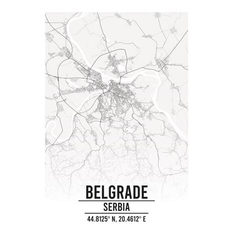 Belgrade, Serbia A3 Map Print - Retro Progression