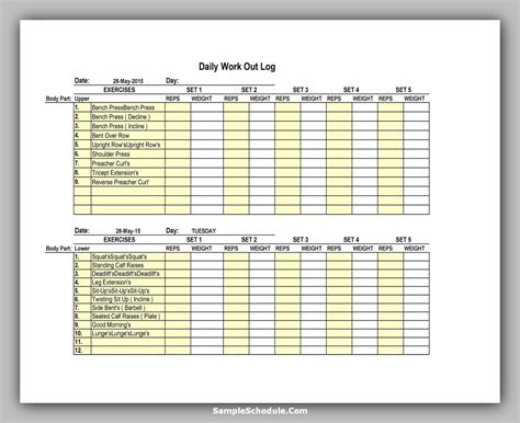 44 Free Workout Schedule Template Excel Word And Tips To Find It