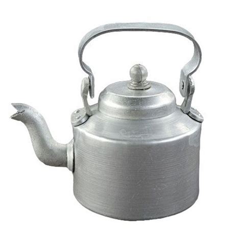 Gold Star Metallic Silver Plain Aluminium Tea Kettle Shape Round At