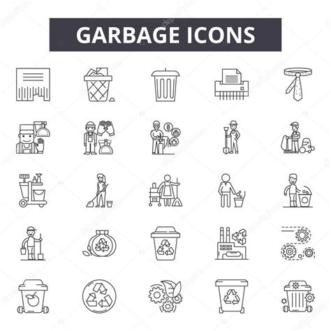 Iconos De Línea De Basura Letreros Vector Concepto De Esquema De