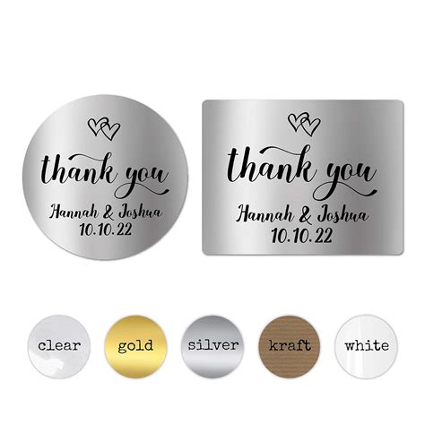 Thank You Wedding Stickers Personalised Personalised With Your Names