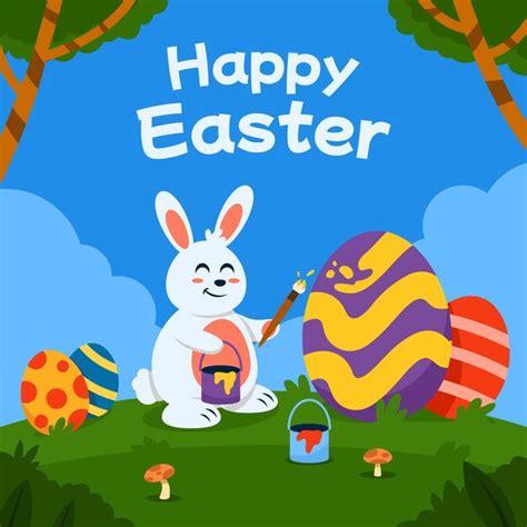 Premium Vector Rabbit Painting Easter Egg