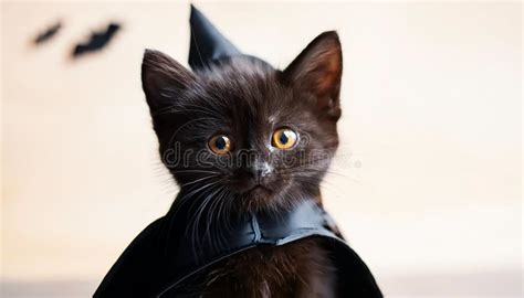 Cute Black Kitten in Halloween Costume Stock Illustration ...