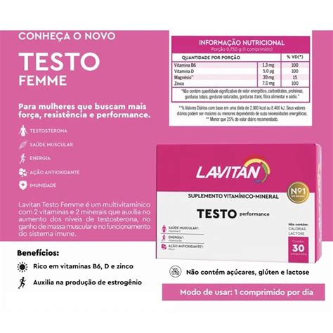 Lavitan Testo Performance Feminino C 30 Comprimidos Shopee Brasil