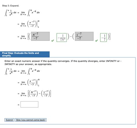 Solved Algebraic Method For Improper Integrals Use The Chegg