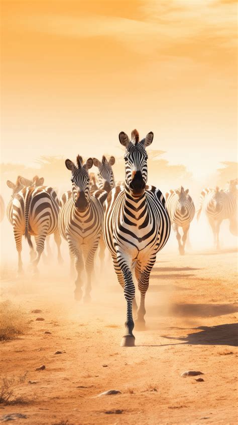 A 4k Ultra Hd Mobile Wallpaper Showcasing A Group Of Majestic And Graceful Zebras Galloping