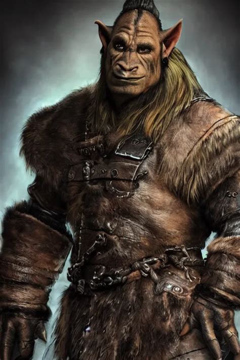 A Full Body Shot Of A Handsome Orc Looking Into The Stable Diffusion