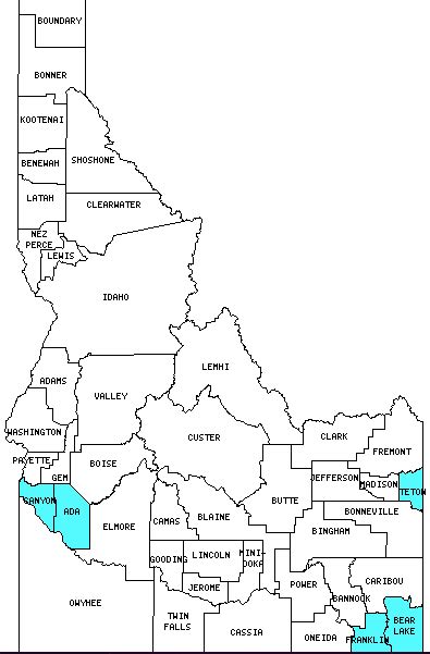 Idaho Map With Counties Cities And Towns