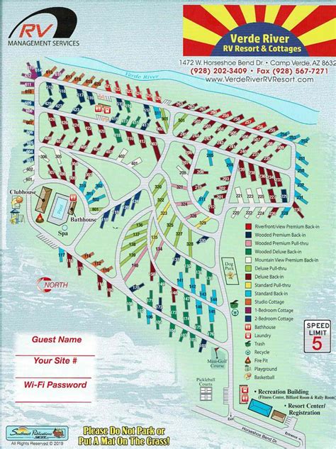 Rv Resort Layout Verde River Rv Resort And Cottages Camp Verde Az