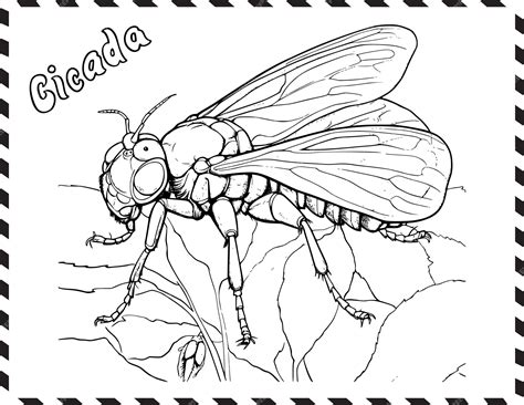 Premium Vector Cicada Coloring Page For Kids