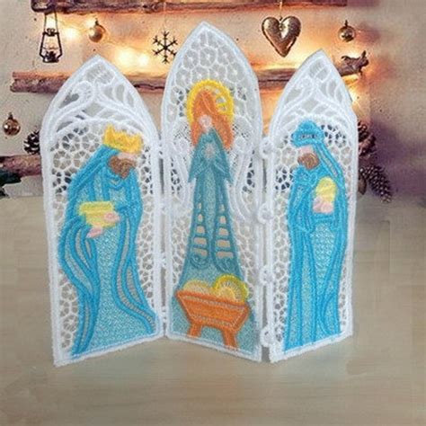 Fsl Nativity Panel Screen Free Standing Lace Machine Etsy