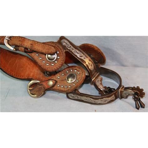 Silver Overlayed Spurs Fancy Wjingle Bobs Studded Straps And