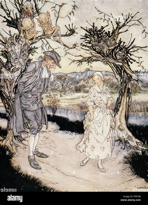 Ichabod Crane Und Katrina Nwatercolor 1928 Von Arthur Rackham Für The Legend Of Sleepy