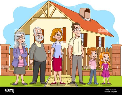 Cartoon Characters In Different Ages.extended family.Illustration of a ...