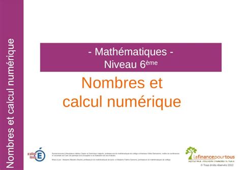 PPT Nombres et calcul numérique Nombres et calcul numérique