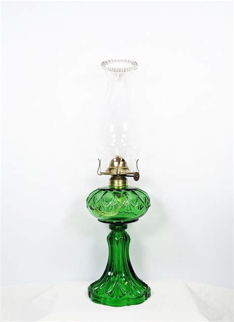 Antique Erin Fan Emerald Green Glass Oil Lamp Art Nouveau No 1 Etsy