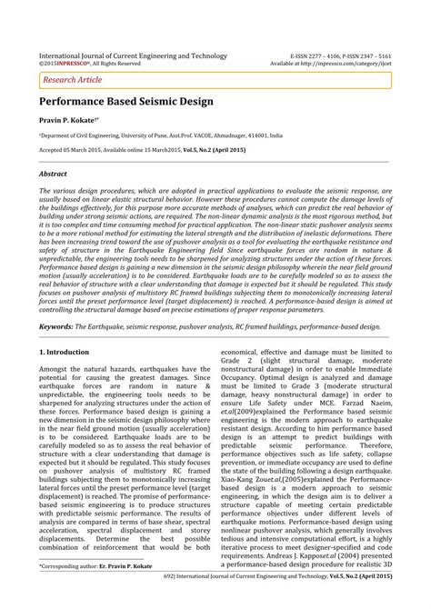 Pdf Performance Based Seismic Design Dokumentips