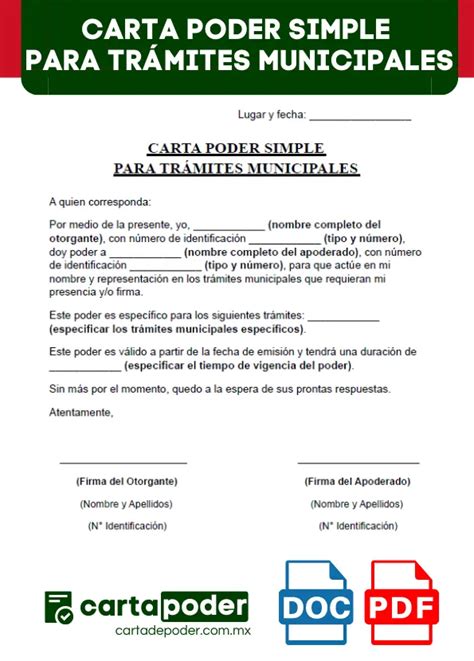 Carta Poder Simple Para Tr Mites Municipales