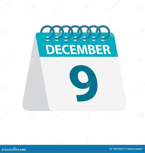 December 9 Calendar Icon Vector Illustration Of One Day Of Month