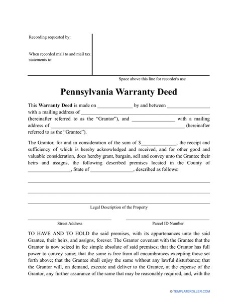 Pennsylvania Warranty Deed Form Fill Out Sign Online And Download Pdf Templateroller