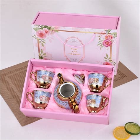 Jual Hampers Exclusive Elegan Cangkir Teko Keramik Satu Set Cangkir