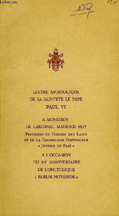 Lettre Apostolique De Sa Saintete Le Pape Paul Vi A Monsieur Le