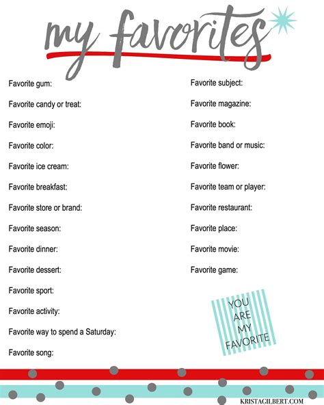Discover Your Family's Favorite Things with this Printable List