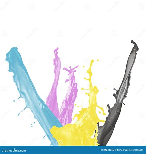 Paint Splash Of Cyan Magenta Yellow And Black Stock Illustration