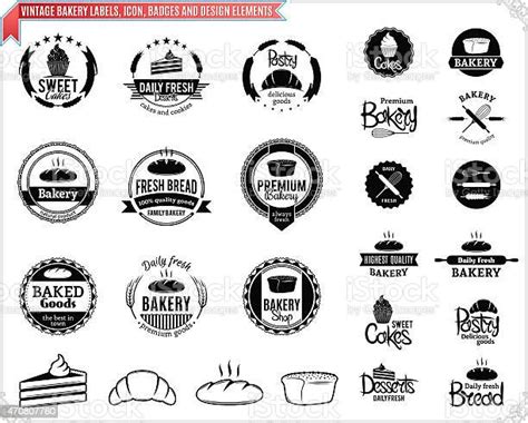 Vintage Bakery Labels Templates Icons Badges And Design Elements向量圖形及更多