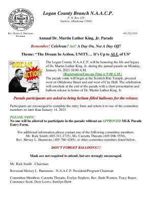 Fillable Online Logan County NAACP MLK Parade Letter And Entry Form