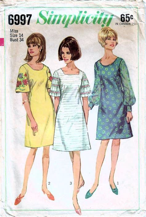 1960s Simplicity 6997 Vintage Sewing Pattern Misses A Line Etsy