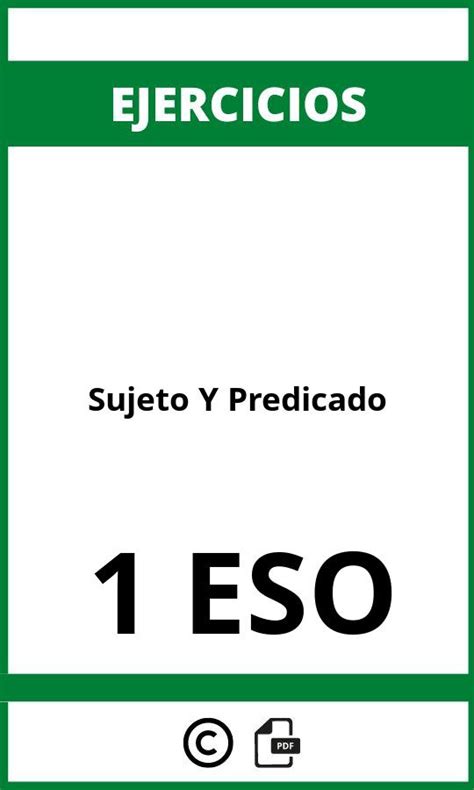 Ejercicios De Sujeto Y Predicado 1 ESO PDF