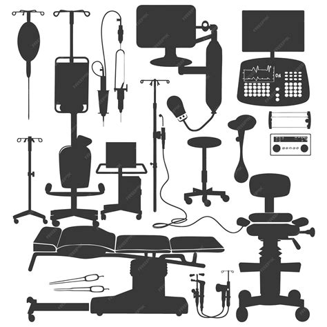 Equipamiento Médico De Silueta Sólo Color Negro Vector Premium