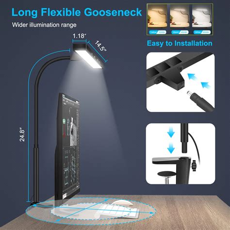 NEWACALOX EU US 12V Touch Control LED Table Lamp 360 Flexible Gooseneck