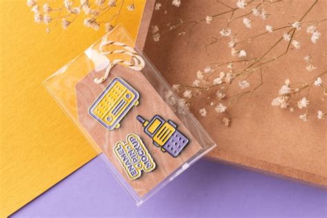 Premium Psd Metallic Pin In Bag Mockup Design