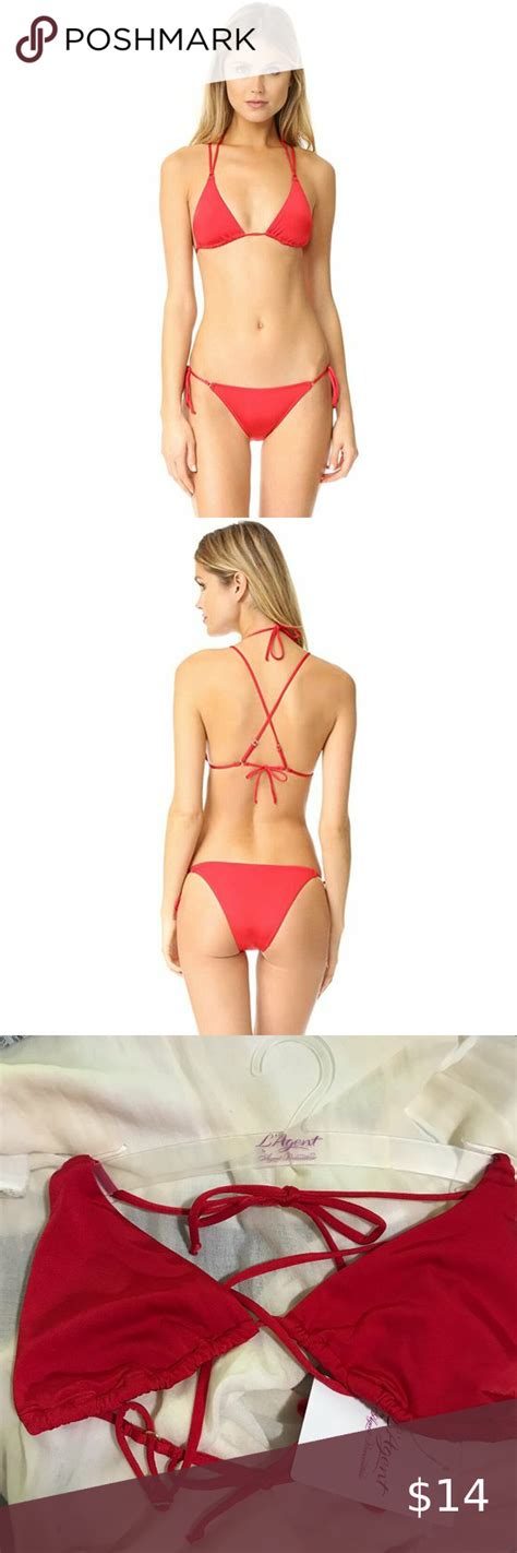 L Agent Agent Provocateur Red Bikini Swim Bathing Suit Top Robbie Nwt