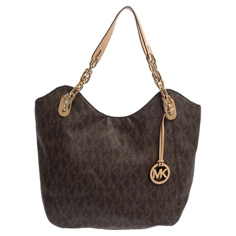 Michael Michael Kors Brown Signature Coated Canvas And Leather Lilly