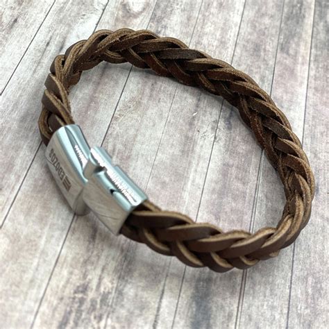 Pulsera trenzada de cuero para hombres pulsera marrón para Etsy