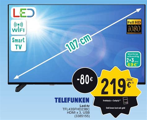 TELEFUNKEN Led-tv TFL43SFHD23BC HDMI x 3, USB promotie bij Cora