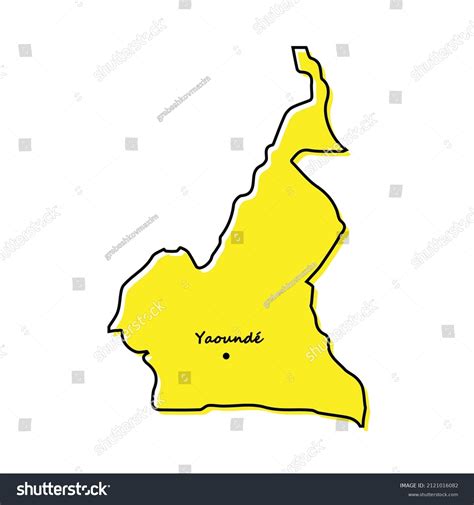 Simple Outline Map Of Cameroon With Capital Royalty Free Stock Vector