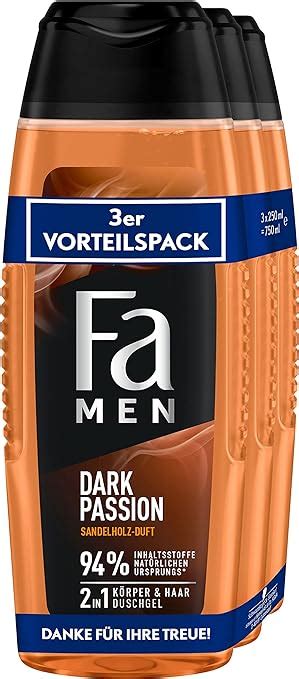 Fa Men 2in1 Körper Haar Duschgel Dark Passion mit erfrischendem Duft